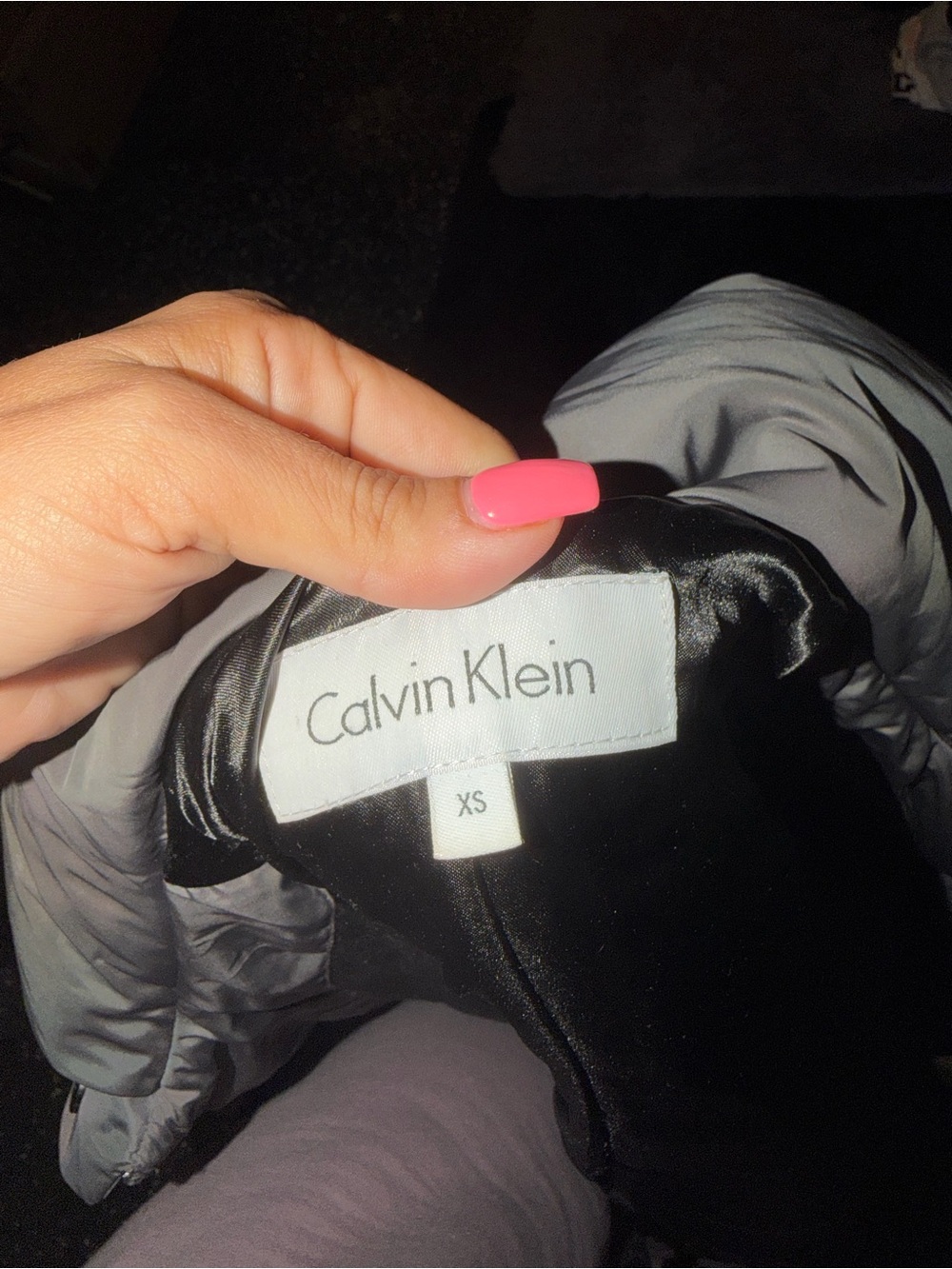 ⭐️ NWOT Calvin Klein Gray Quilted Belted Puffer Coat with High Collar - Picture 5 of 5